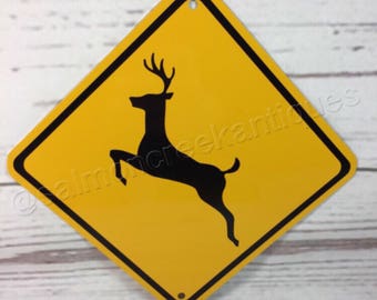 Deer Xing Mini Metal Yellow Caution Crossing Sign 6&quot;x6&quot; or 12&quot;x12&quot; NEW (2 sizes available)