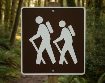 Hiking Trail Metal Sign: Home Decor, Hiker Gift (6x6 or 12x12)