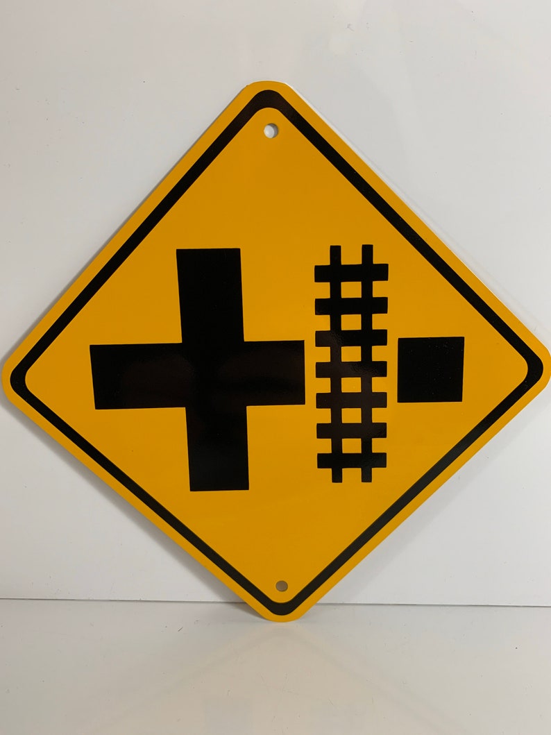 RAILROAD Train Track Xing Mini Metal Yellow Caution Crossing Etsy