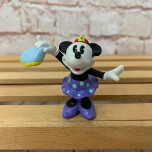 Vintage Disney Minnie Mouse Pie eyed in purple dress Mini PVC Miniature 2” Action Figure Toy Figurine by Applause