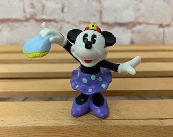 Vintage Minnie Maus Figur: Pie-Eyed, Lila Kleid, Applause PVC
