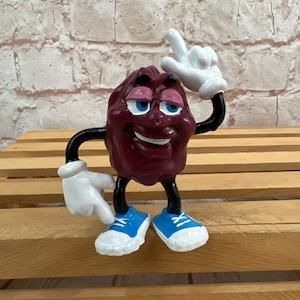 Vintage Original 1987 California Raisins "Justin X. Grape" Mini PVC Miniature Action Figure Toy 2.5" by Applause