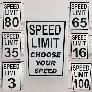 CUSTOM Speed Limit Metal Street Traffic Sign NEW - You choose the speed limit! - Great Birthday Party Sign (3 sizes available)