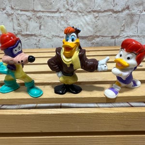 Vintage 1992 Lot of 3 Disney Darkwing Duck Minature PVC Mini Figures Disney Afternoon Cartoon Kelloggs Cereal Toys