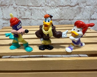 Vintage 1992 Lot of 3 Disney Darkwing Duck Minature PVC Mini Figures Disney Afternoon Cartoon Kelloggs Cereal Toys