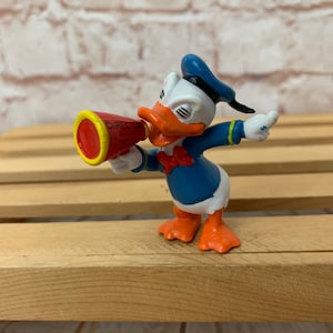 Vintage Donald Duck met megafoon Disney miniatuur PVC minifiguur speelgoed door applaus