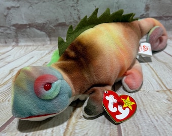 Vintage 1997 TY Iggy the Chameleon Plüsch Stofftier the Original Beanie Babies 8"
