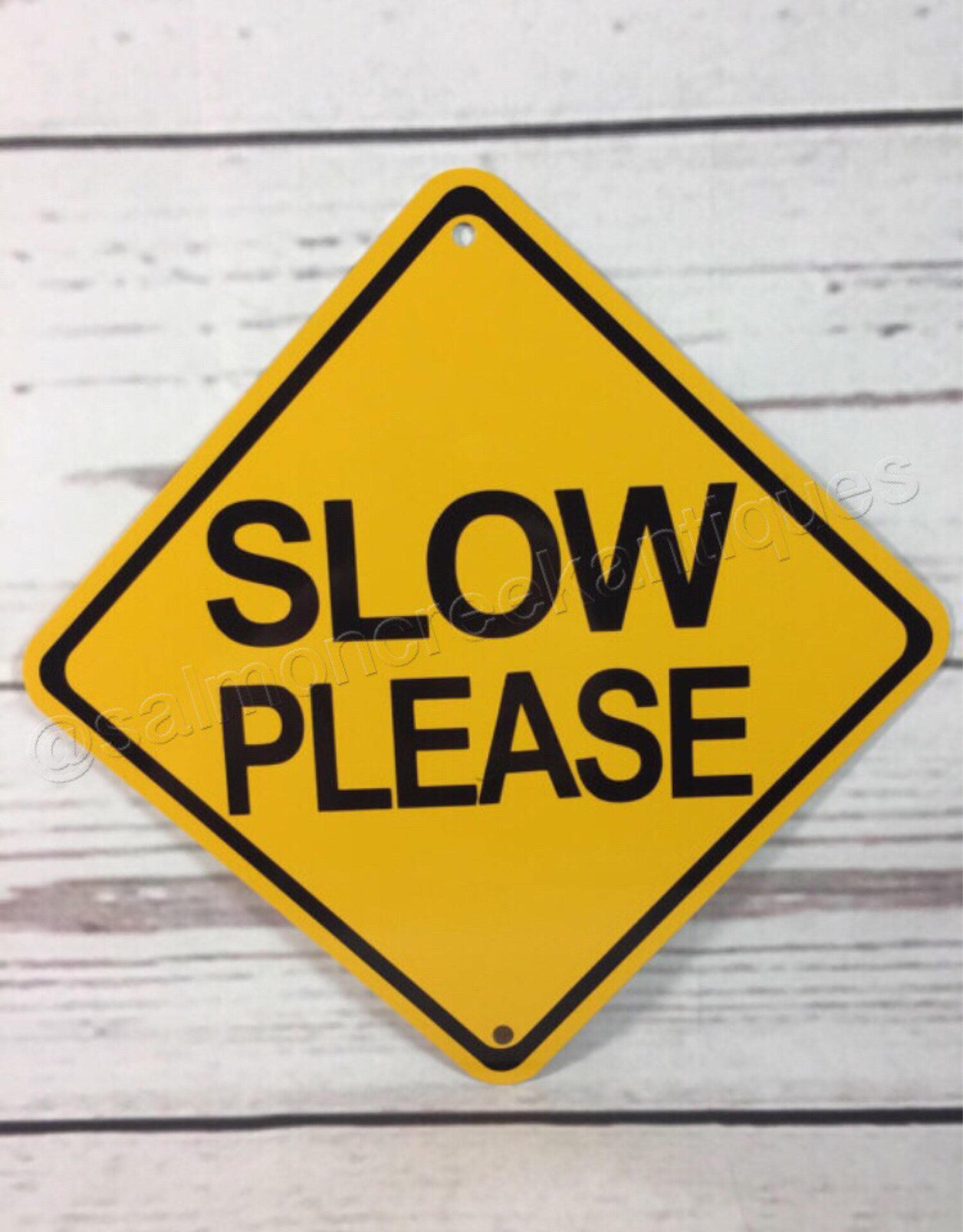 SLOW PLEASE Mini Metal Yellow Caution Crossing Sign 6x6 or 12x12 NEW 2  Sizes Available - Etsy