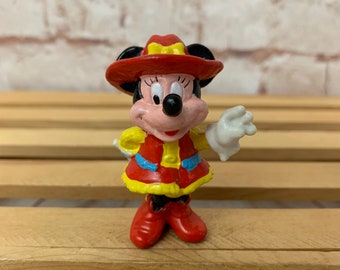 Figura de acción en miniatura de Minnie Mouse vaquera de Disney vintage, de 2 pulgadas, fabricada por Applause.