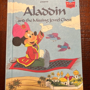 Vintage 1982 Disney Wonderful World of Reading Aladdin and the missing jewel chest hardcover children book