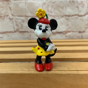 Vintage 1984 Minnie Mouse Pie-eyed Disney Miniature PVC Mini Figure Toy by Bully West Germany Hand-painted Rare