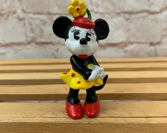 Vintage 1984 Minnie Mouse Pie-eyed Disney Miniature PVC Mini Figure Toy by Bully West Germany Hand-painted Rare