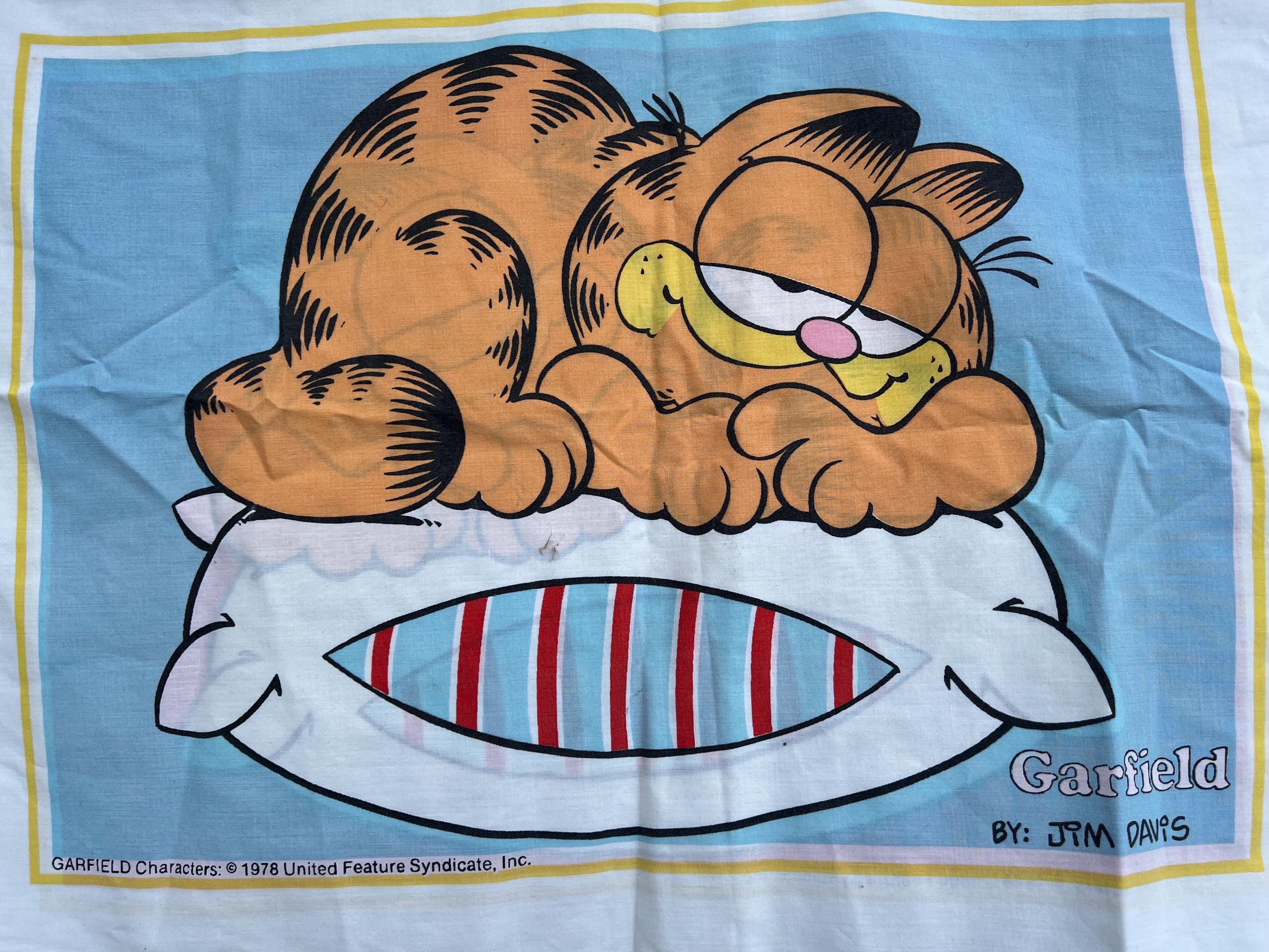 Vintage 1978 Garfield Twin Bedding Set: Striped Sheets