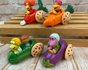 Set Of 4 Vintage 1987 Fraggle Rock McDonald's Happy Meal rolling car toys