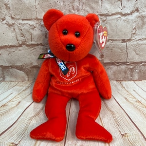 TY NASCAR Dodge Kasey Kahne #9 Red Bear Plush Stuffed Animal the Original Beanie Babies 8&quot;