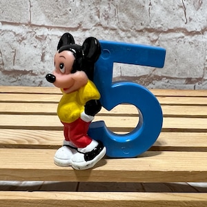 Vintage Disney Mickey Mouse Number 5 5th Birthday Cake-topper Mini PVC Miniature 2” Action Figure Toy Figurine by Applause #5