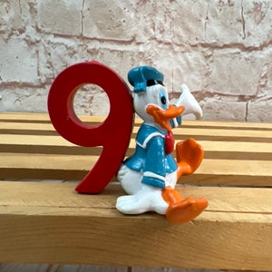 Vintage Disney Donald Duck Number 9 9th Birthday Cake-topper Mini PVC Miniature 2” Action Figure Toy Figurine by Applause #9