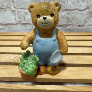 Vintage 1980 Lucy & Me Bear Gardener Ceramic Figure by Enesco