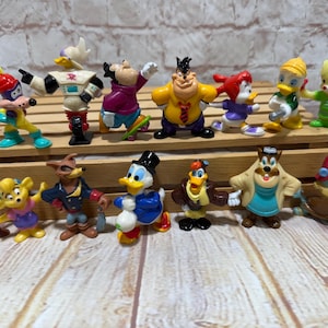 Vintage 1991 Lot of 14 Saturday Morning Cartoons Minature PVC Mini Figures Disney Afternoon Cartoon Kelloggs Cereal Toys - Gummi Bears Goofy