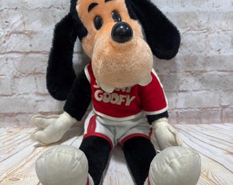 Vintage Disney World Sport Goofy Plush California Stuffed Animal Doll Toy 18" tall Disneyland 1980’s Korea