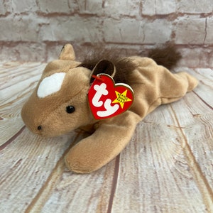 Vintage 1995 TY Derby the Horse with hair Plush Stuffed Animal the Original Beanie Babies 8&quot;