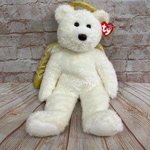 Vintage 2000 TY Halo 2 the Angel Bear Plush Stuffed Animal the Original Beanie Babies Buddies Large 14&quot; size