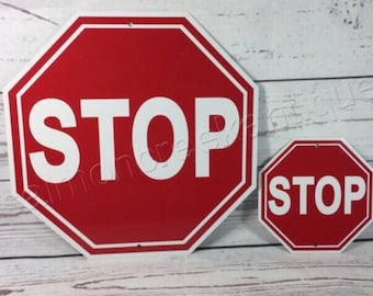 STOP Mini Metal Home Street Road Property Sign 6&quot;x6&quot; or 12&quot;x12&quot; NEW (2 sizes available)