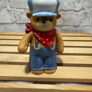 Vintage 1984 Lucy & Me Bear Train Conductor Lucy Rigg Ceramic Figure by Enesco