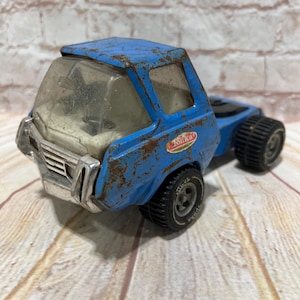 Vintage 1970er Jahre Tonka Blue Semi Truck Traktor Anhänger Diecast Metal Pressstahl Fahrzeug