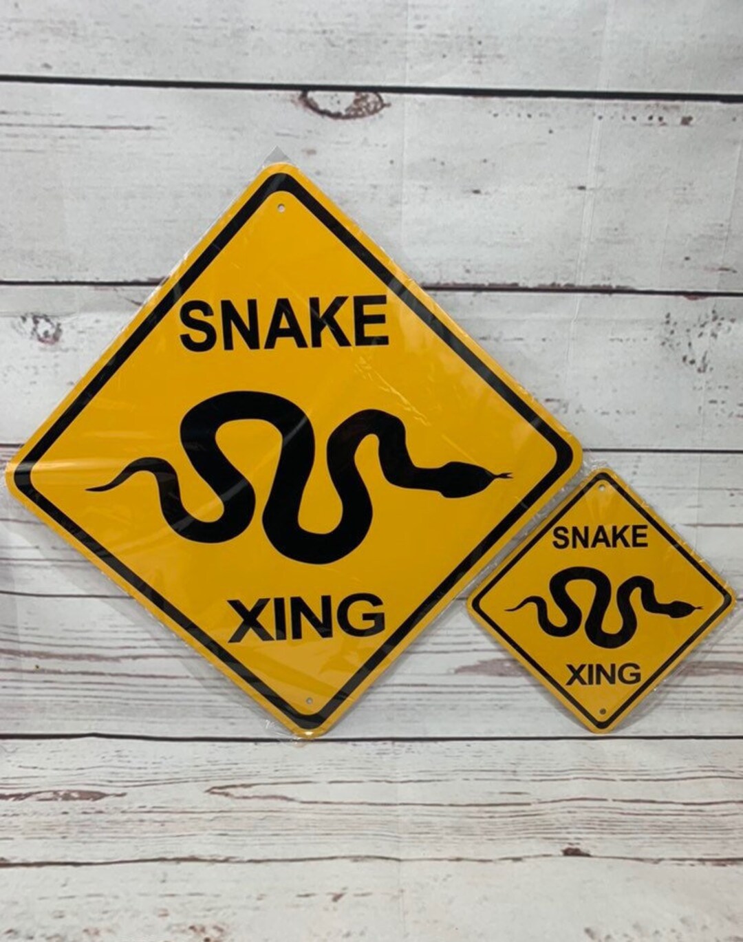 SNAKE Xing Mini Metal Yellow Caution Snakes Crossing Sign 6x6 or 12x12
