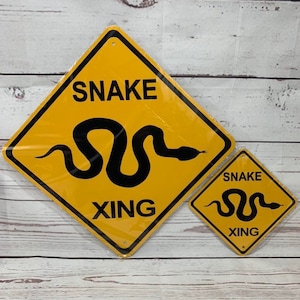 SNAKE Xing Mini Metal Yellow Caution Snakes Crossing Sign 6"x6" o 12"x12" NUEVO (2 tamaños disponibles)