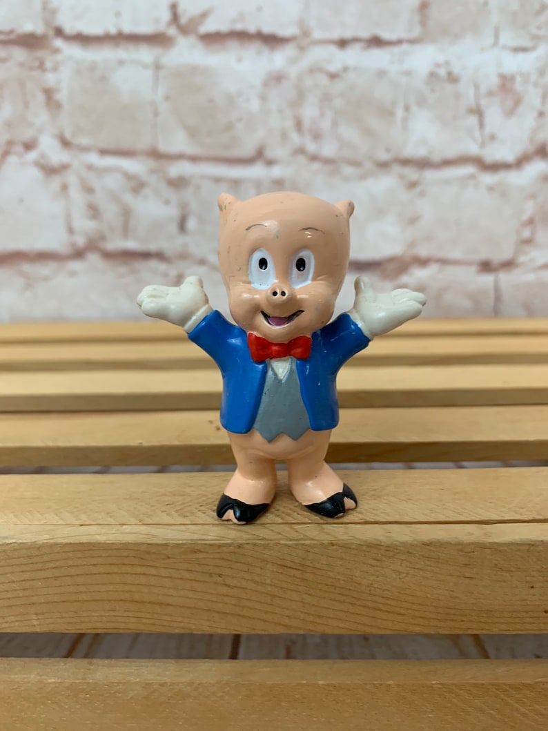 Vintage 1990 Porky Pig showtime PVC Figure Toy by Applause Looney Tunes Warner Bros