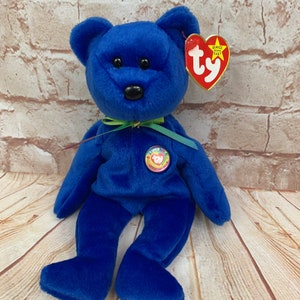 Vintage 1998 TY Clubby The Beanie Babies Ty Official Club Bear Stuffed Animal the Original Beanie Babies 8”