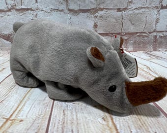 Stuffed Animal Rhino Beanie Baby Value Vintage 1996 TY Spike The