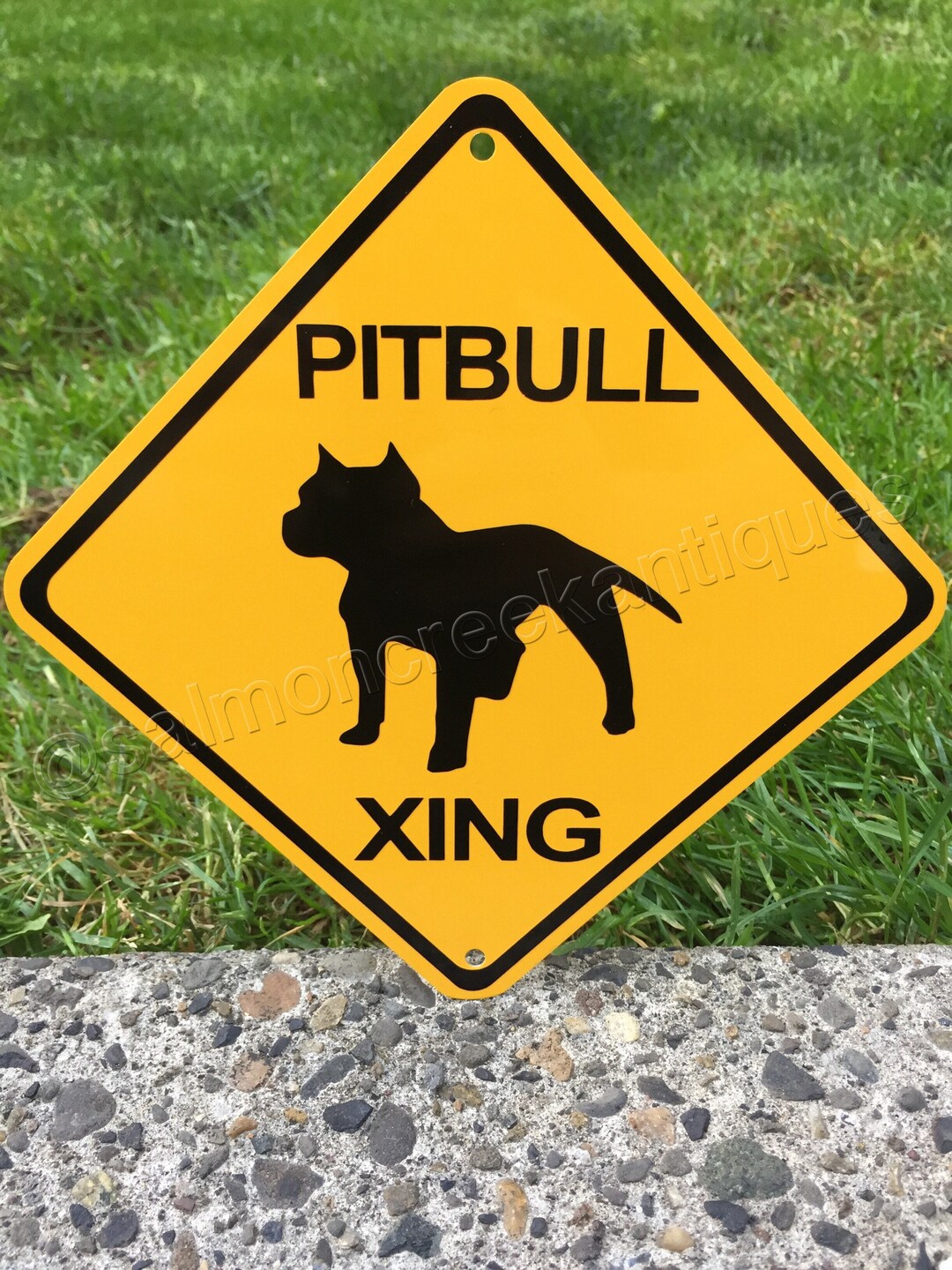 Pit Bull Crossing Sign: Metal Caution Sign, Handmade Dog Decor - Etsy