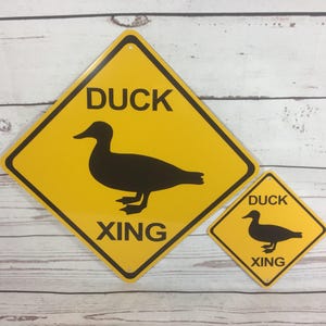 Duck Xing Mini Metal Yellow Farm Pond Señal de cruce de precaución 6"x6" o 12"x12" NUEVO (2 tamaños disponibles)