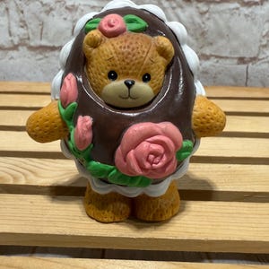 Vintage 1994 Lucy & Me Bear Ceramic Figure: Easter Egg Costume by Enesco