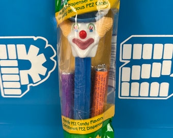 Vintage Peter Pez the Original Clown PEZ Dispenser blue stem “big eyes” Mint in bag