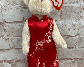 Vintage 2001 TY Mei Li Bear: Asian Dress Plush Beanie Baby