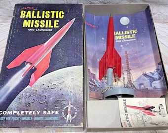 Vintage 1958 Alpha 1 Ballistic Missile Launcher Model Kit #105 Scientific Product Toy in Box