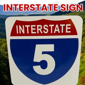 CUSTOM Interstate ROUTE Metal Aluminum Highway Freeway Road Sign 6&quot;x6&quot; or 12&quot;x12&quot; Personalized Made to order (2 sizes available)