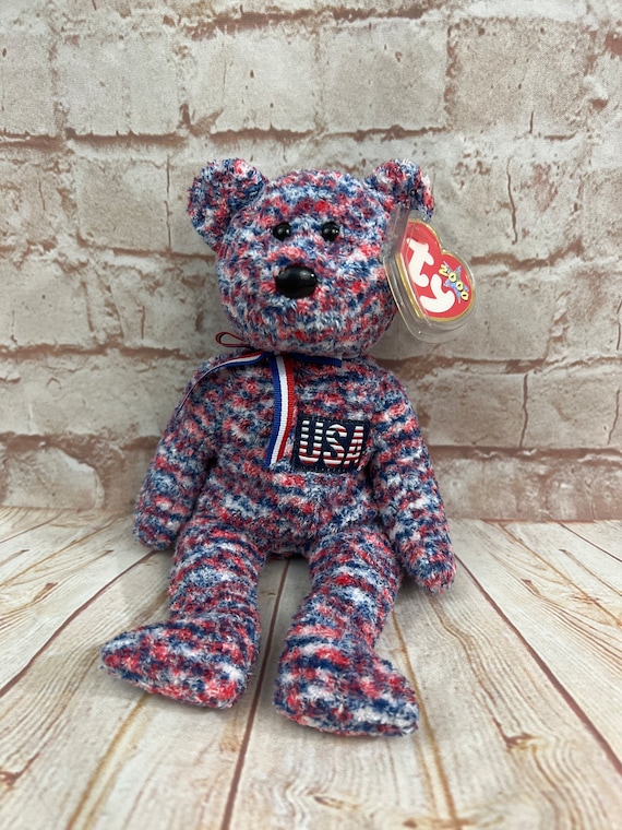 Red white and blue beanie baby value top