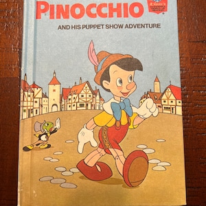 Vintage 1973 Disney Wonderful World of Reading Pinocchio and his puppet show adventure hardcover children book