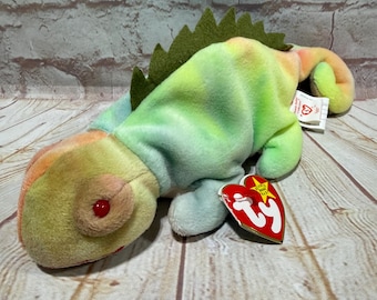 Vintage 1997 TY Iggy the Chameleon Plush Stuffed Animal the Original Beanie Babies 8"