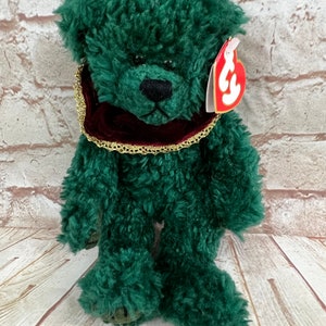 Vintage 1993 TY Attic Treasures Laurel the Green Weihnachtsbär Plüsch Stofftier Original Beanie Baby Gelenk
