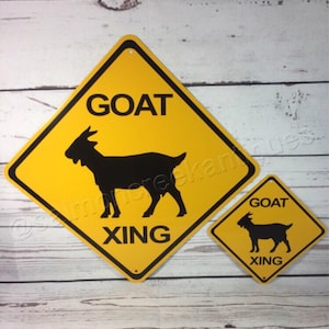 Goat Xing Sign: Yellow Metal Farm Animal Crossing (6"x6" or 12"x12")