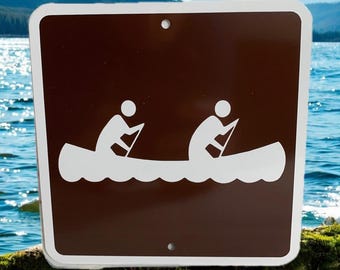 Canoe Metal Sign: Outdoor Water Sports Decor (6x6 or 12x12)