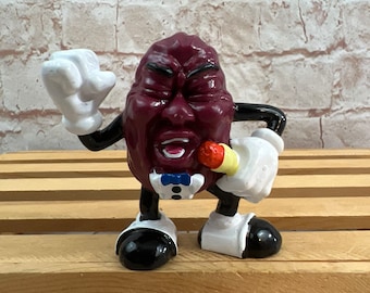 Vintage 1988 California Raisins &quot;Microphone Singer&quot; Mini PVC Miniature Action Figure Toy 2.5&quot; by Applause