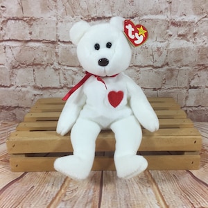 Vintage 1994 TY Valentino Love Bear Plush Stuffed Animal the Original Beanie Babies 8&quot;