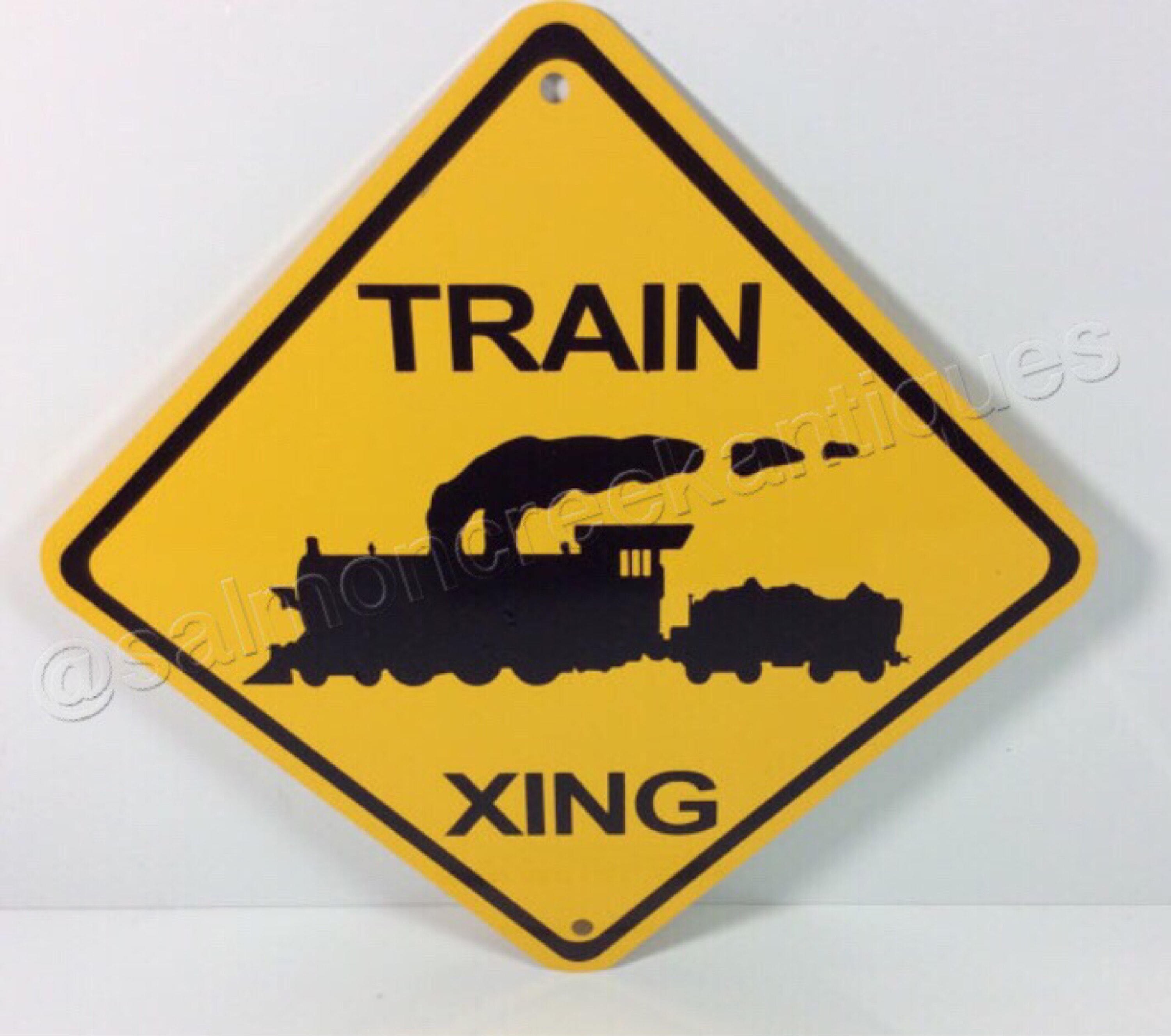 Train Xing Mini Metal Yellow Caution Crossing Sign Etsy
